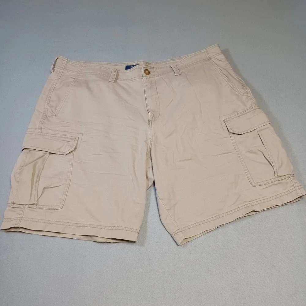 George Mens Cargo Shorts Beige Khaki Size 40 Stretch Twill Utility Pockets 9 In